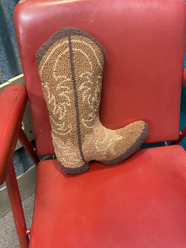 Brown Cowboy Boot Hook Pillow