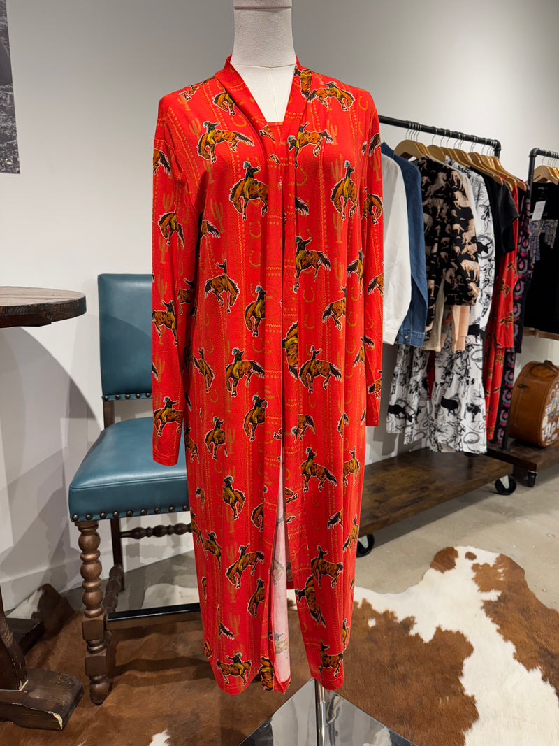 Bronc Cowboy Western lounge robe or kimono/cardigan duster