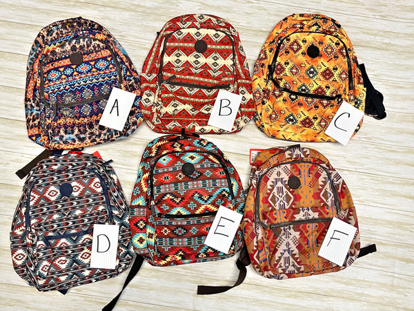 Aztec print backpack (A-F) *6 choices*