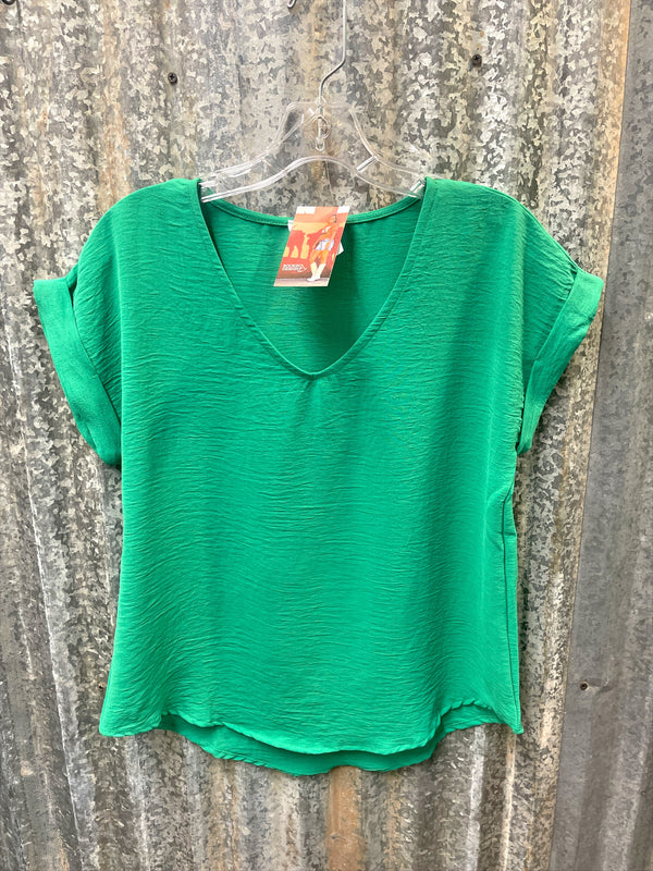 Kelly Green V-Neck Airflow Top