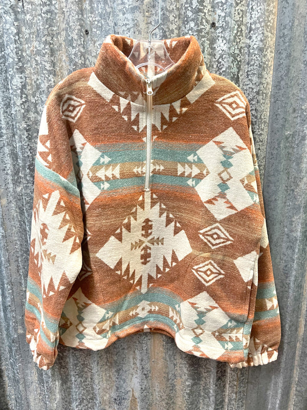 Cream Aztec Half Zip Pull over