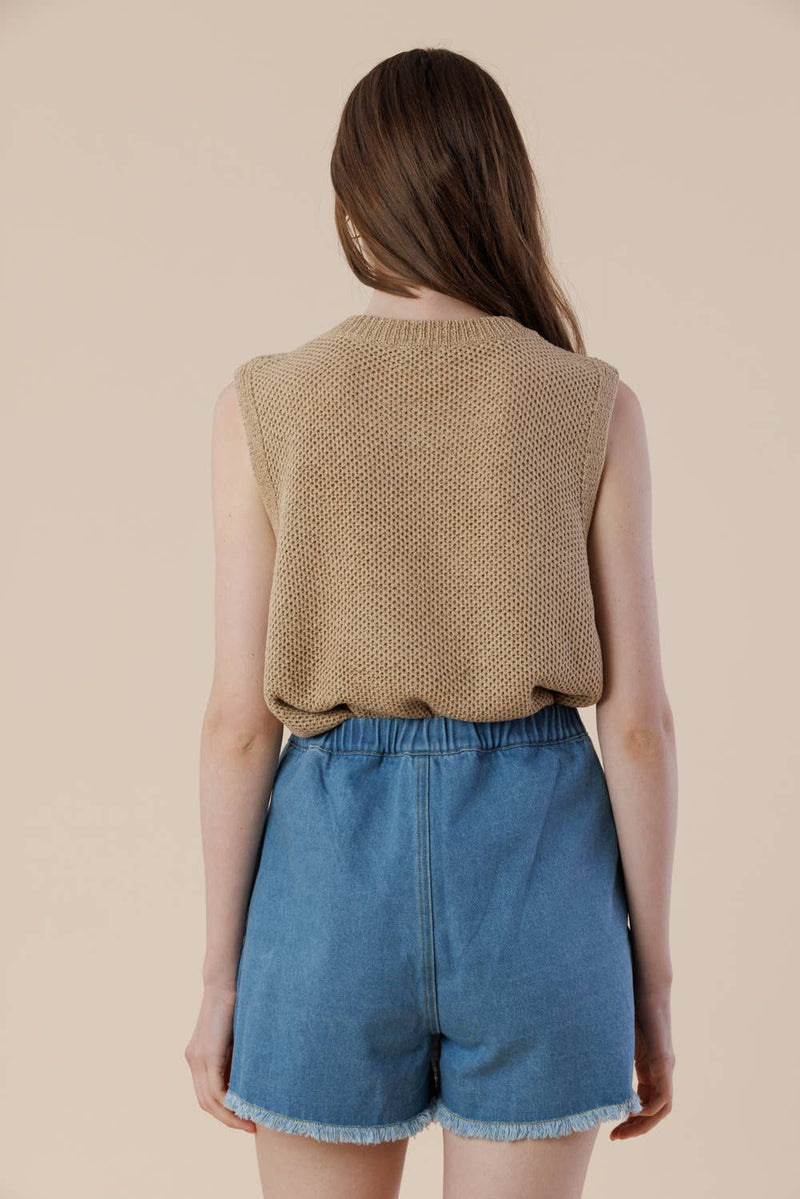 Howdy Embroidery Sweater Tank – Western Sleeveless Vest: SAND