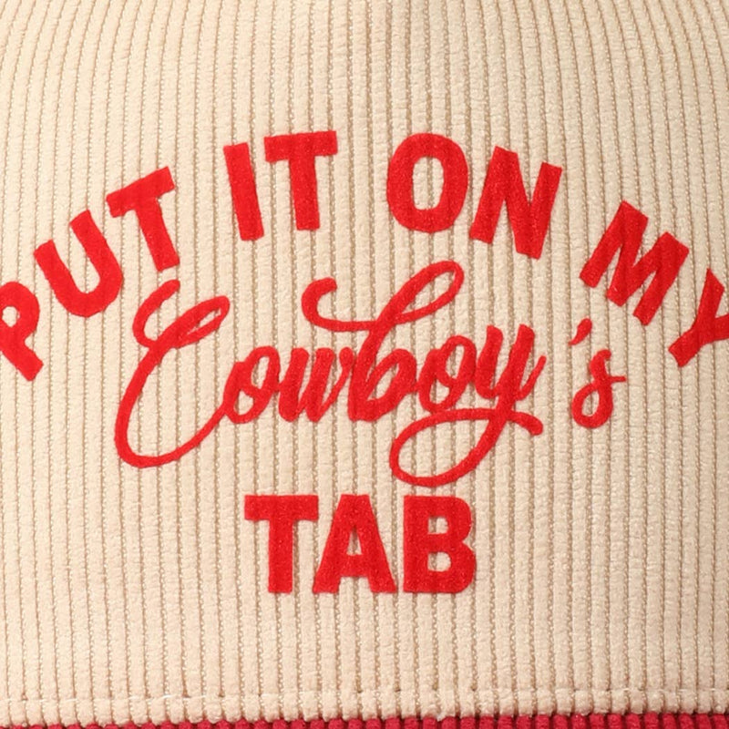 Put It On My Cowboy's Tab Two-Tone Corduroy Cap: Black / ONE SIZE