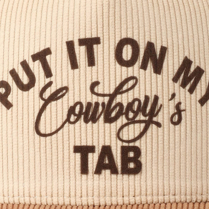 Put It On My Cowboy's Tab Two-Tone Corduroy Cap: Beige / ONE SIZE