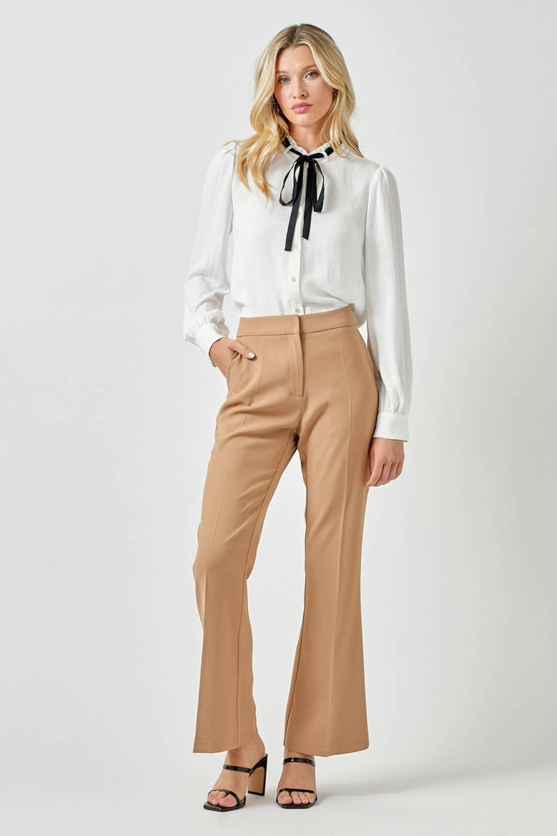 White Ruffle and Ribbon Blouse