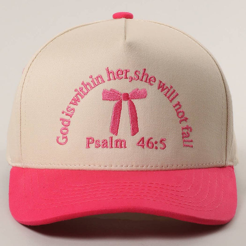 Psalm 46-5 Ribbon Embroidered Trucker Hat: BROWN / One Size