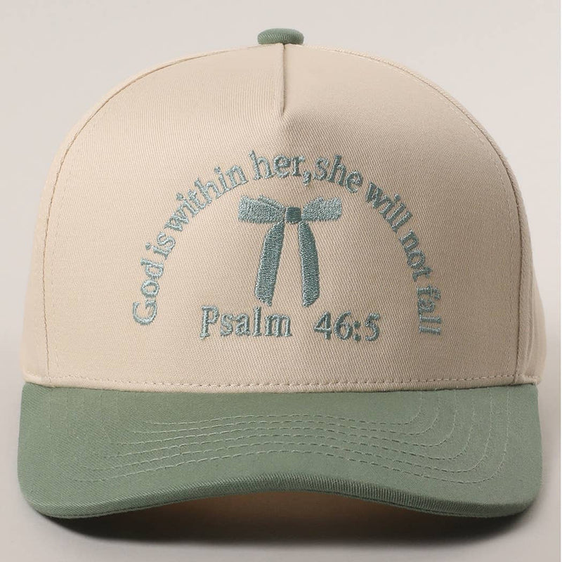 Psalm 46-5 Ribbon Embroidered Trucker Hat: BROWN / One Size