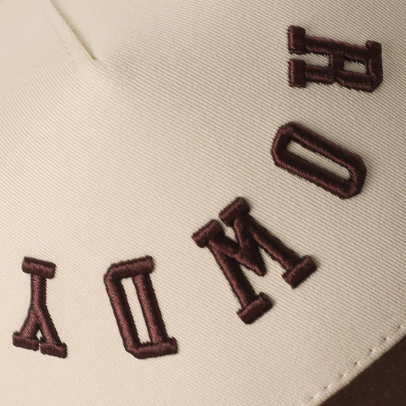 ROWDY Upside Down Embroidered Two-Tone Trucker in brown