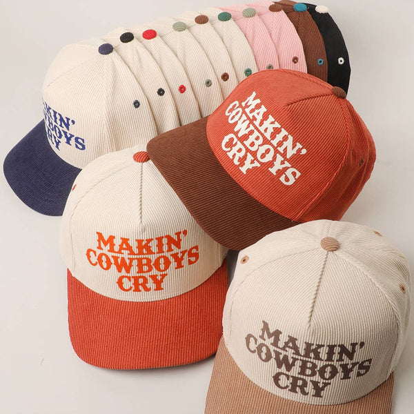 MAKIN' COWBOYS CRY Corduroy Trucker Hat: BROWN / One Size