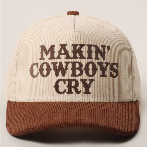 MAKIN' COWBOYS CRY Corduroy Trucker Hat: BROWN / One Size