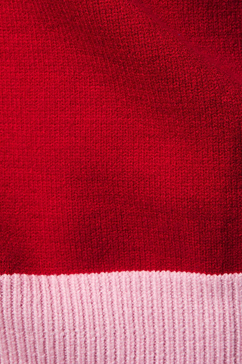 CREW NECK LONG SLEEVE "MERRY" SWEATER RED