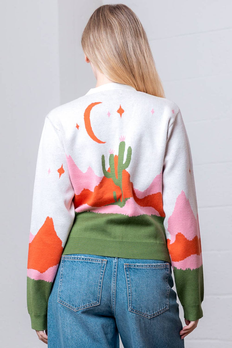 V-NECK BUTTON DOWN WESTERN SWEATER CARDIGAN