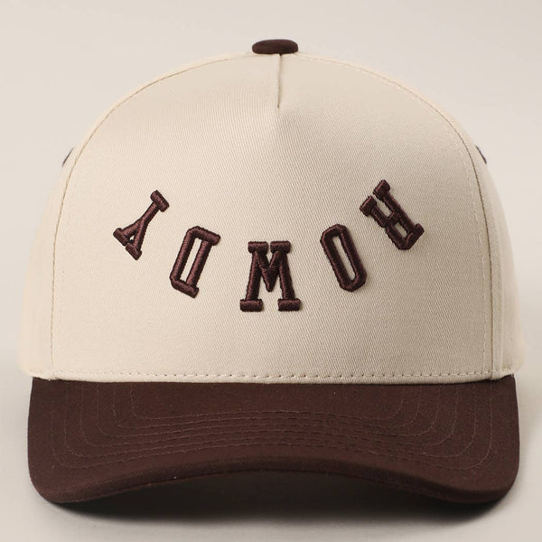 ROWDY Upside Down Embroidered Two-Tone Trucker in brown