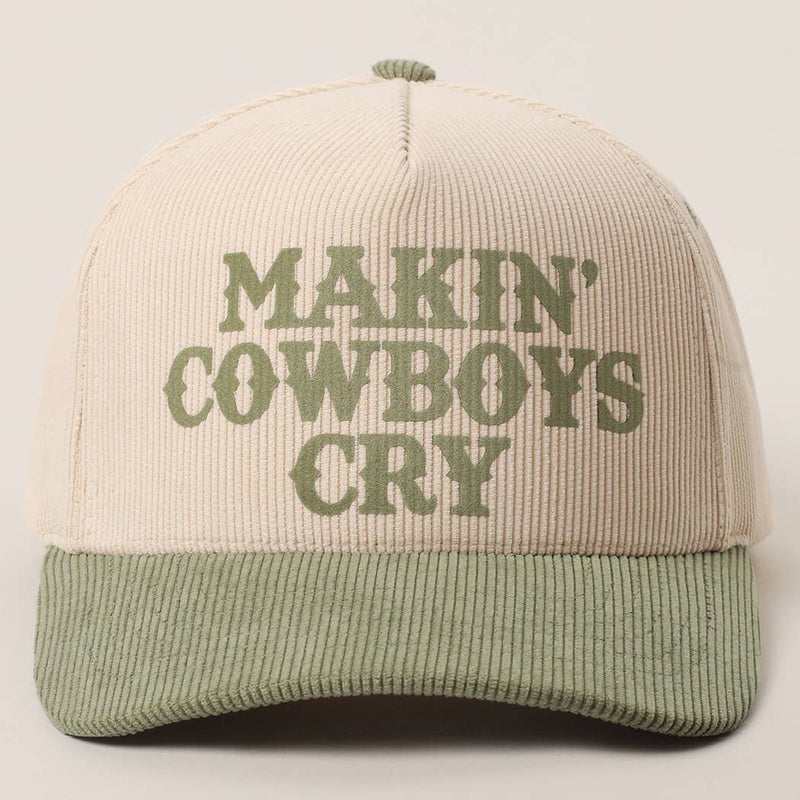 MAKIN' COWBOYS CRY Corduroy Trucker Hat: BROWN / One Size