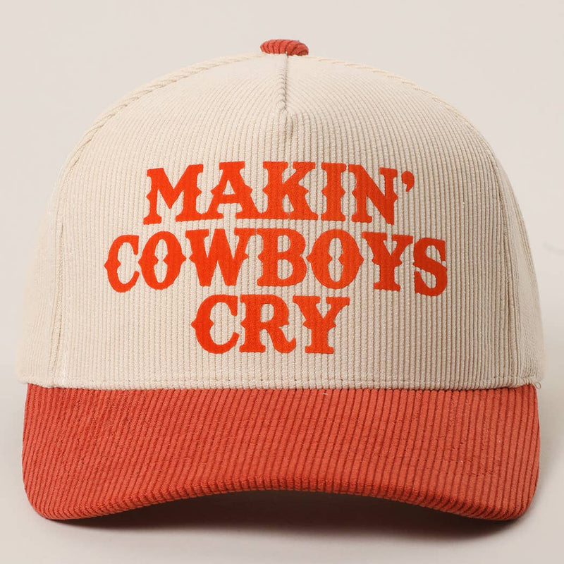 MAKIN' COWBOYS CRY Corduroy Trucker Hat: BROWN / One Size
