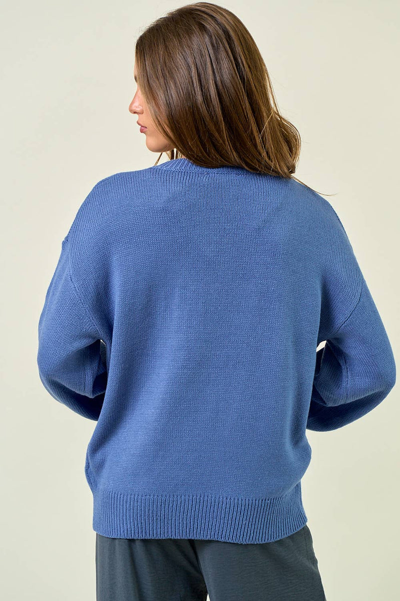 HOWDY' EMBROIDERED ROUND NECK OVERSIZED SWEATER