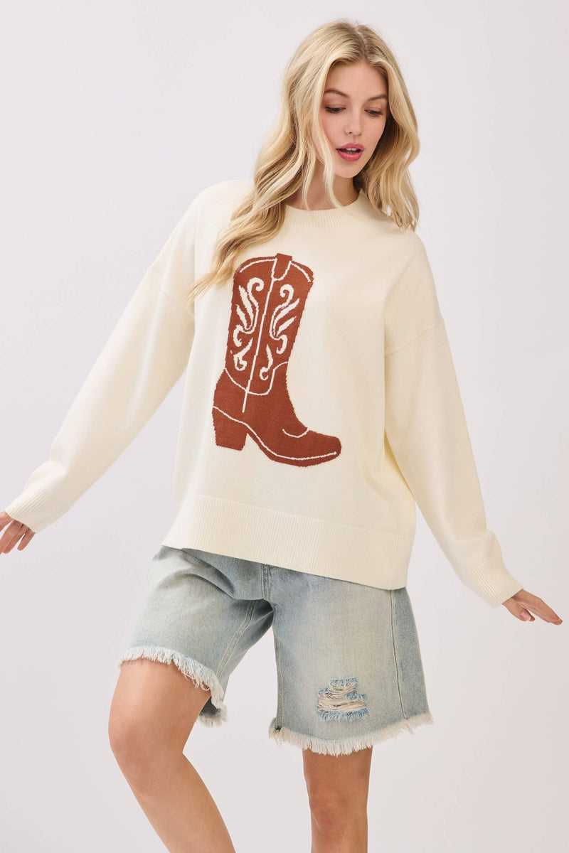 Cowboy Boot Knit Sweater