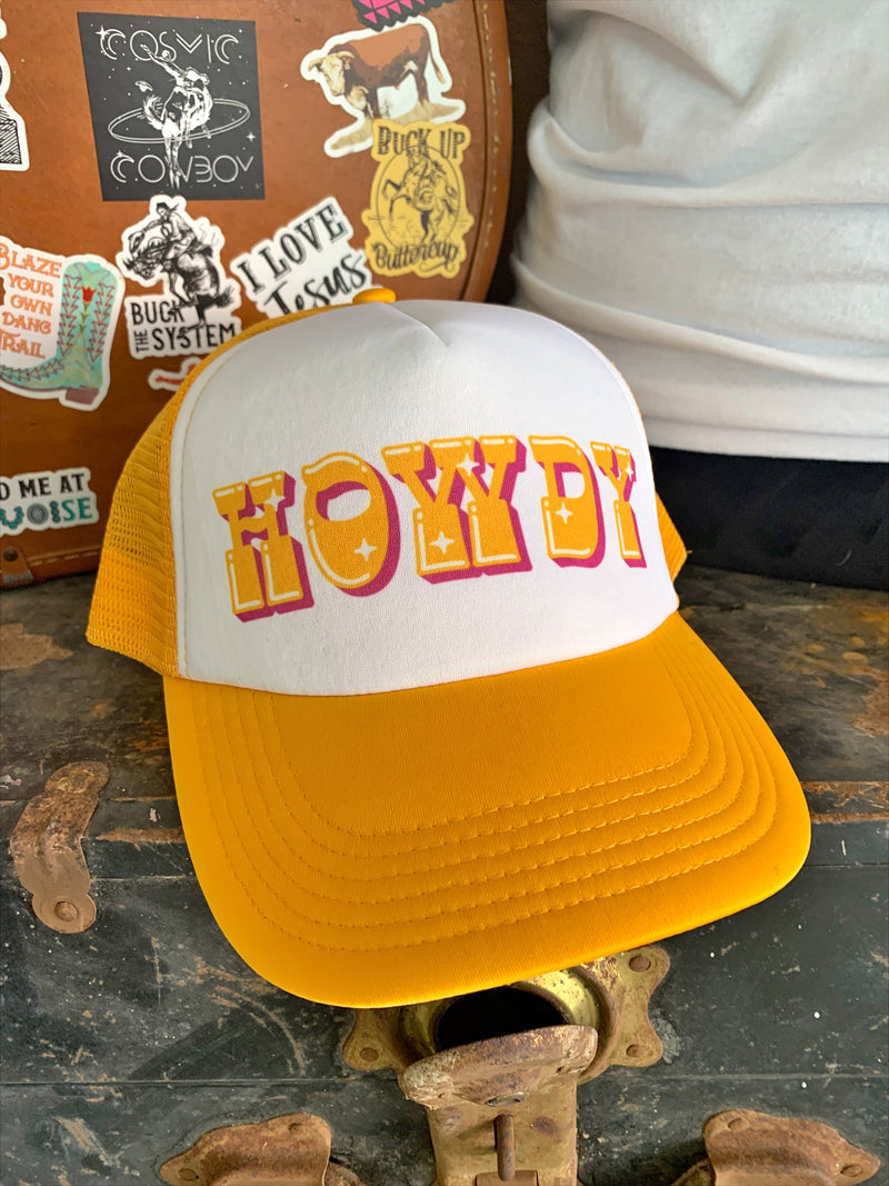 Howdy yellow gold foam trucker hat