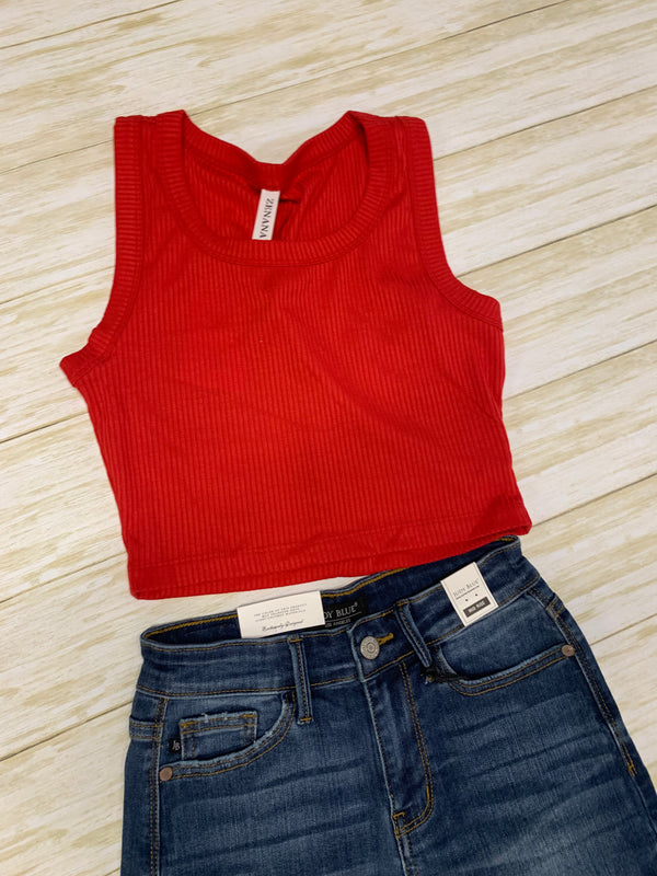 Ruby Ribbed Scoop Neck Crop Top