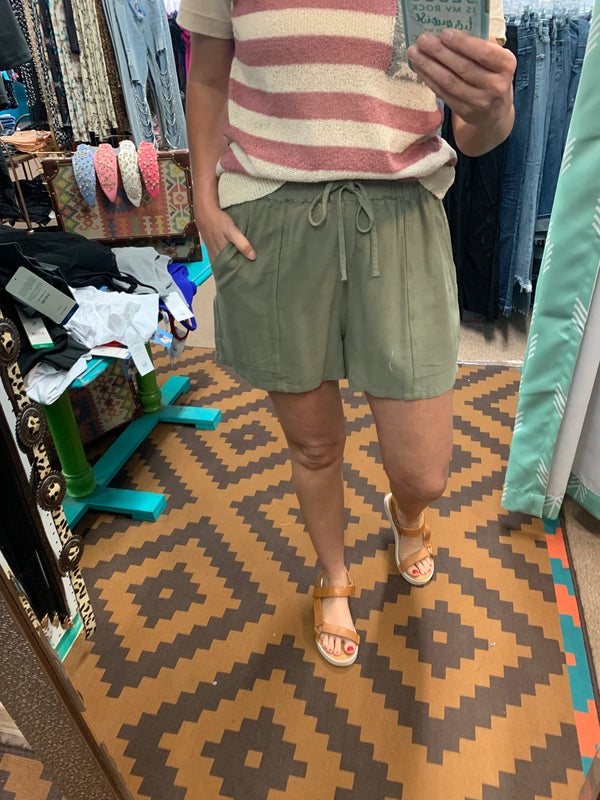 Olive linen shorts