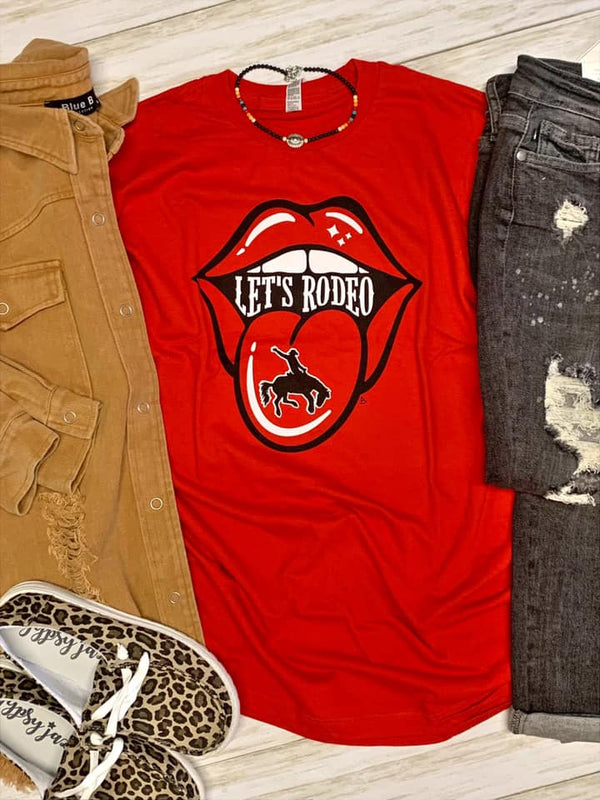 Let's Rodeo red lips tee