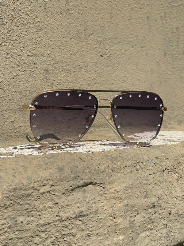 Gold Ombre Hollywood Studded Sunglasses