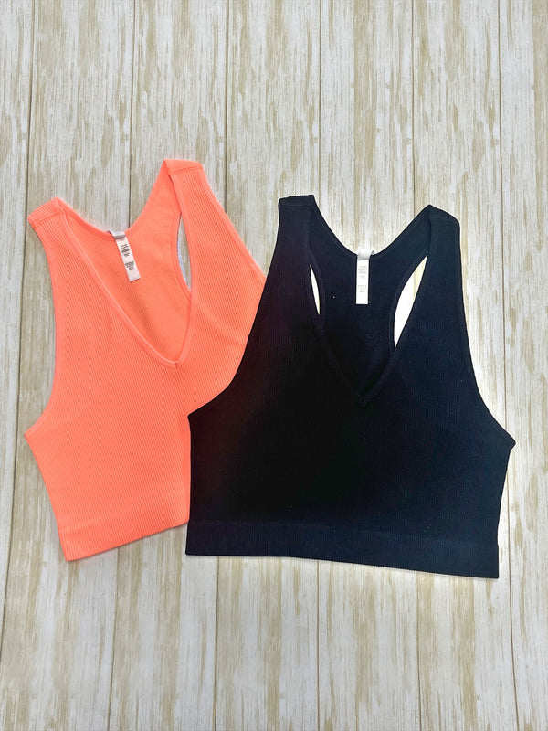 Plus Ribbed Cropped Raceback tank