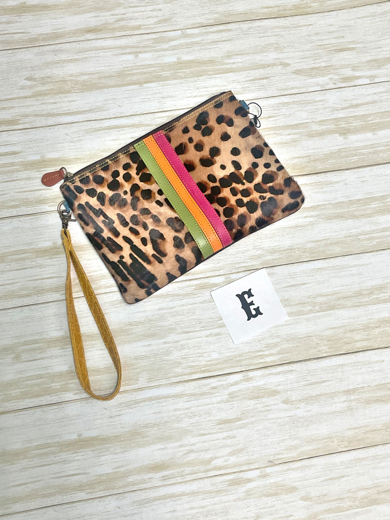 Evie Striped Leather & Hair on Hide Wristlet/Crossbody