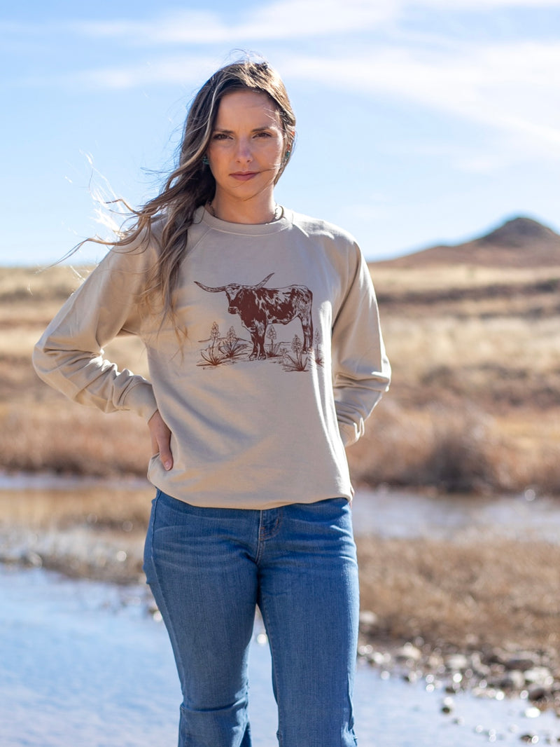 Longhorn and yucca lightweight sweatshirt