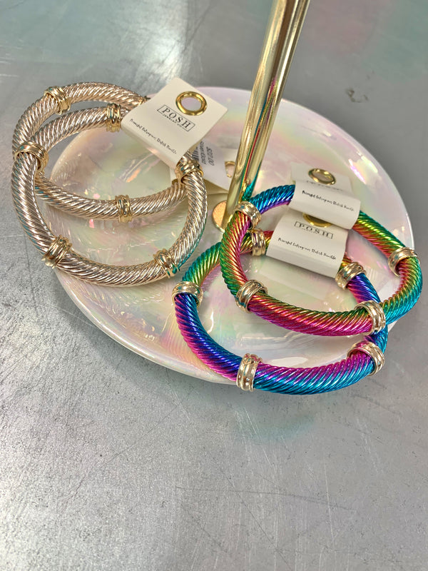 Metal cable bead stretch bracelet **2 colors**