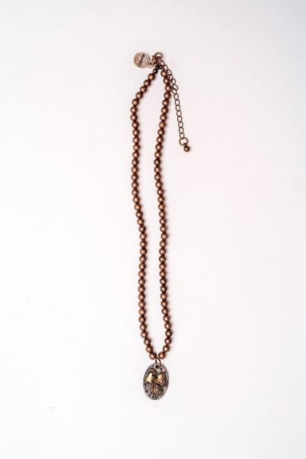 Copper saddle charm necklace