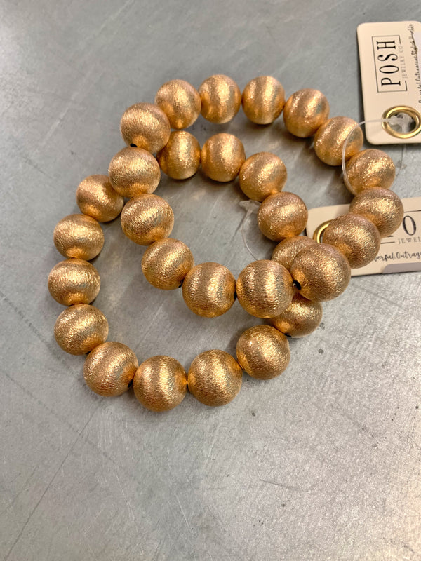 Brushed bead gold color bracelet