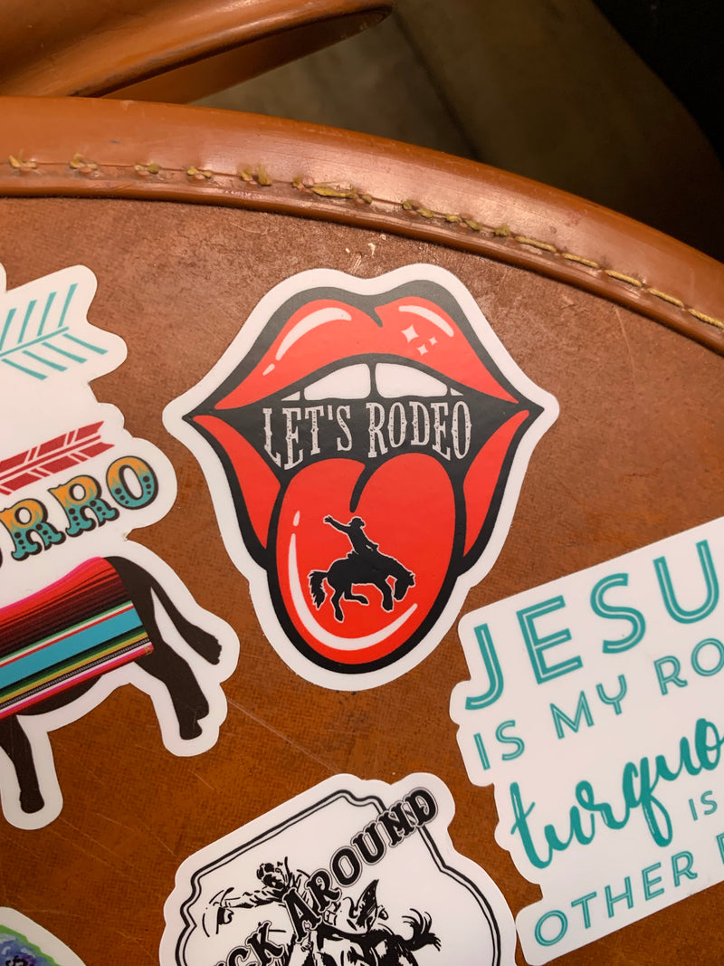 Let’s Rodeo lips Bronc sticker