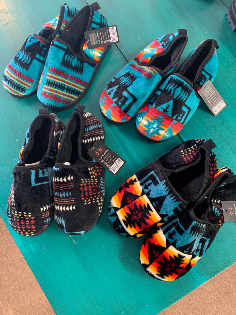 Fleece Aztec Slippers with Back