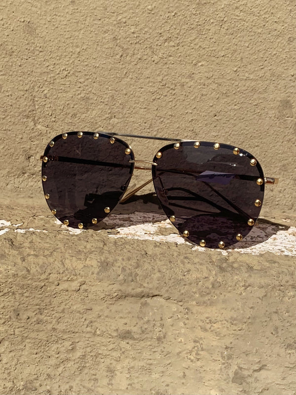 Showstopper Studded Aviator Sunglasses