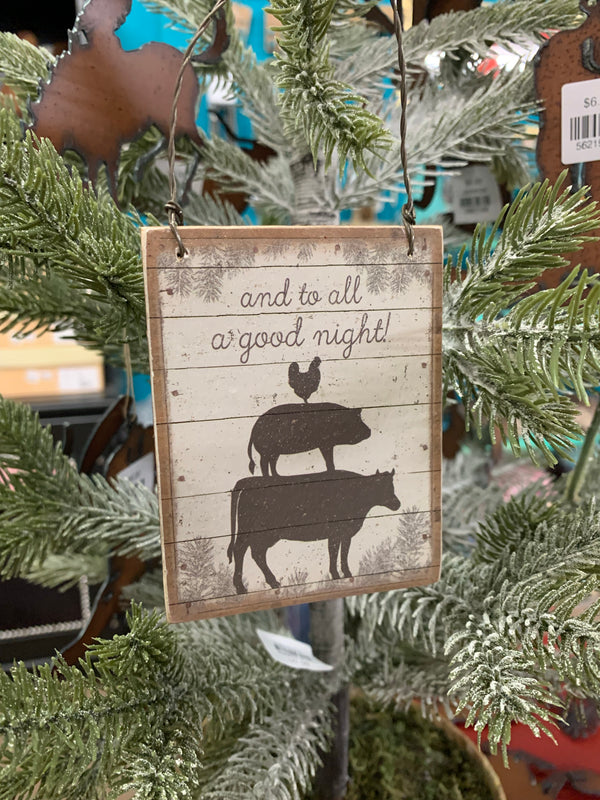 Farm Christmas ornament - And to all a good night!